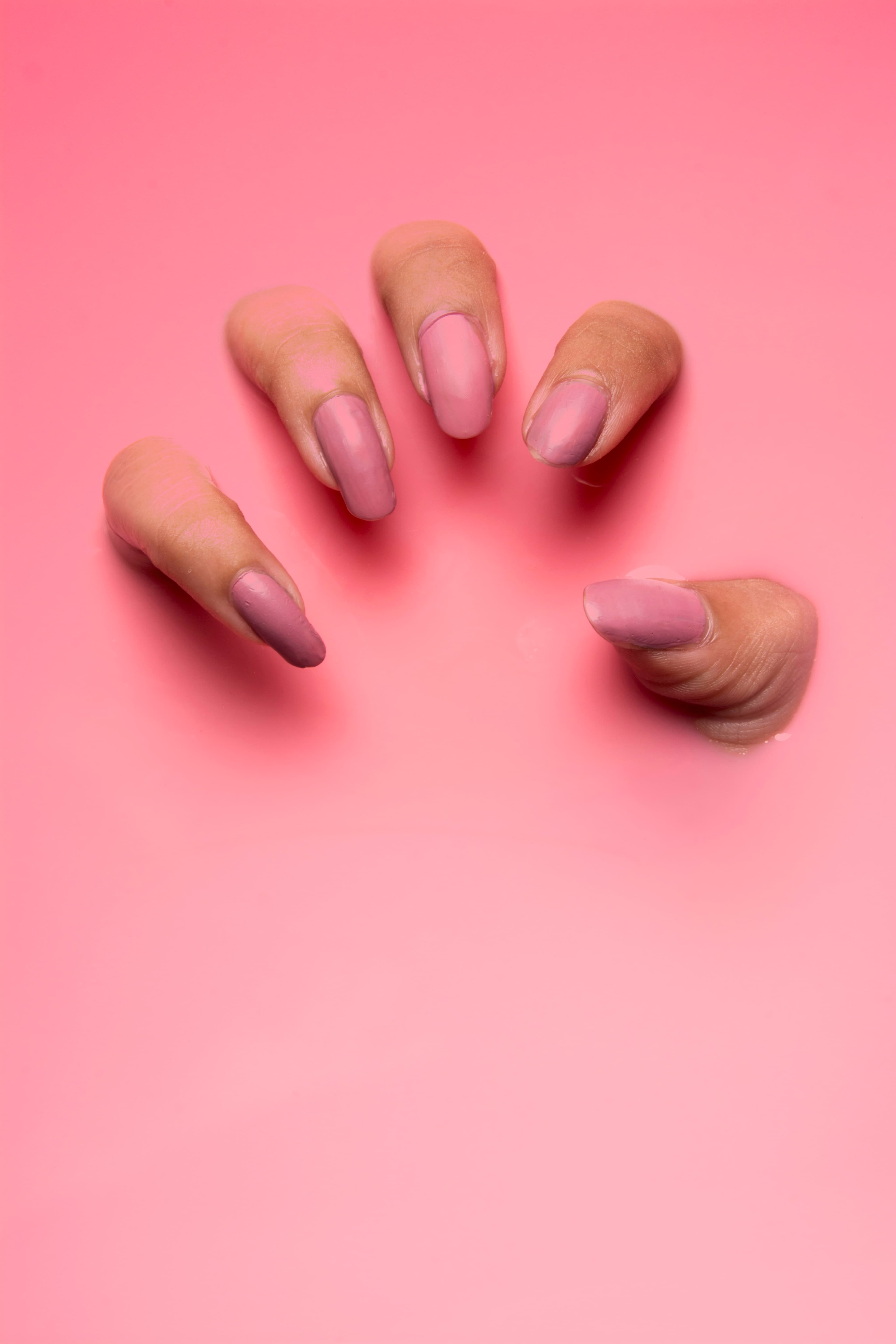 Freshly finished manicure on a client